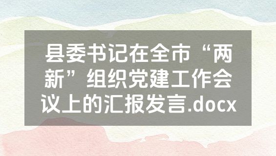 县委书记在全市“两新”组织党建工作会议上的汇报发言.docx