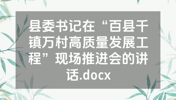 县委书记在“百县千镇万村高质量发展工程”现场推进会的讲话.docx