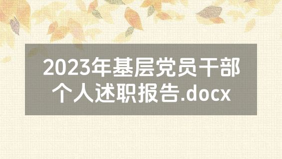 2023年基层党员干部个人述职报告.docx