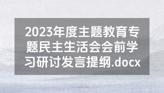 2023年度主题教育专题民主生活会会前学习研讨发言提纲.docx