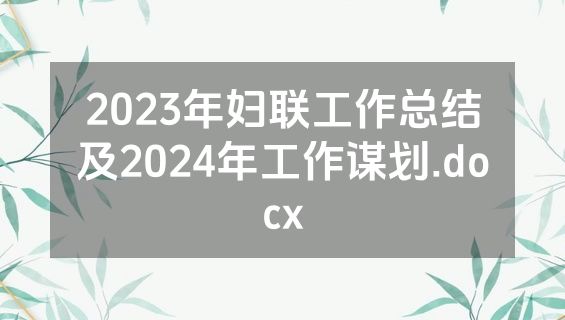 2023年妇联工作总结及2024年工作谋划.docx