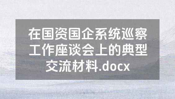 在国资国企系统巡察工作座谈会上的典型交流材料.docx