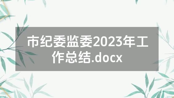 市纪委监委2023年工作总结.docx