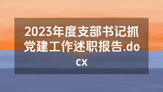 2023年度支部书记抓党建工作述职报告.docx