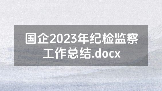 国企2023年纪检监察工作总结.docx