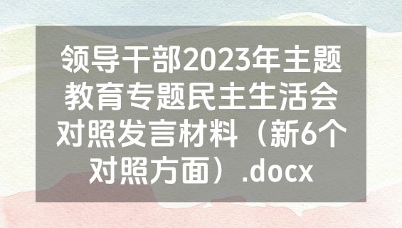 领导干部2023年主题教育专题民主生活会对照发言材料（新6个对照方面）.docx