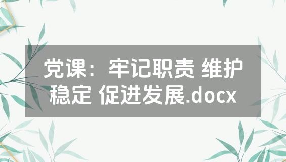 党课：牢记职责 维护稳定 促进发展.docx