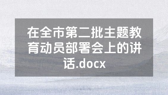 在全市第二批主题教育动员部署会上的讲话.docx