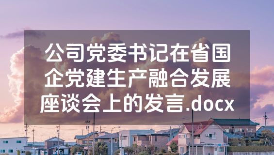 公司党委书记在省国企党建生产融合发展座谈会上的发言.docx