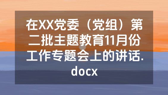 在XX党委（党组）第二批主题教育11月份工作专题会上的讲话.docx