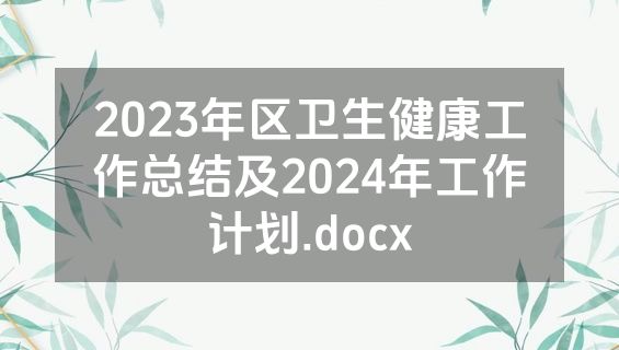2023年区卫生健康工作总结及2024年工作计划.docx