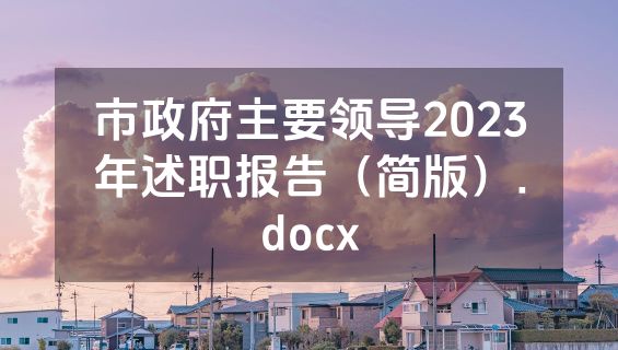 市政府主要领导2023年述职报告（简版）.docx