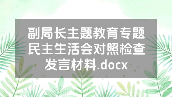 副局长主题教育专题民主生活会对照检查发言材料.docx