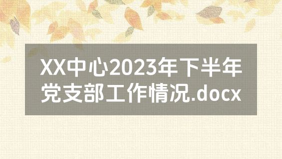XX中心2023年下半年党支部工作情况.docx