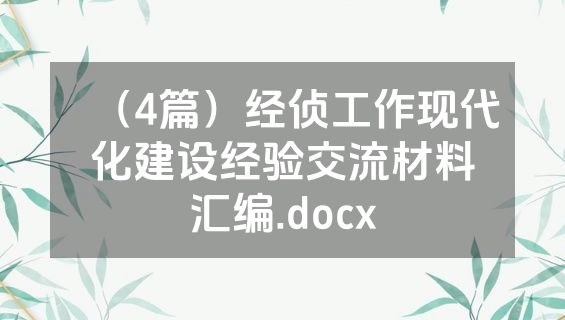 （4篇）经侦工作现代化建设经验交流材料汇编.docx