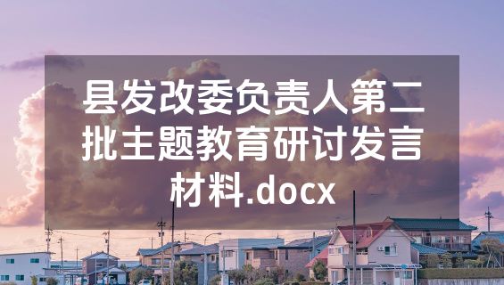 县发改委负责人第二批主题教育研讨发言材料.docx