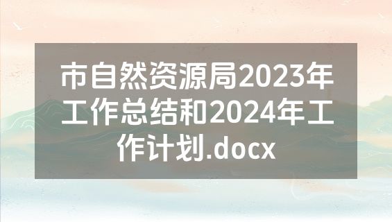 市自然资源局2023年工作总结和2024年工作计划.docx
