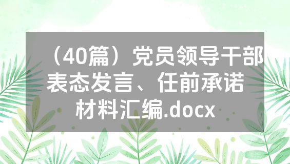 （40篇）党员领导干部表态发言、任前承诺材料汇编.docx