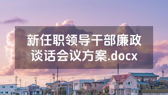 新任职领导干部廉政谈话会议方案.docx