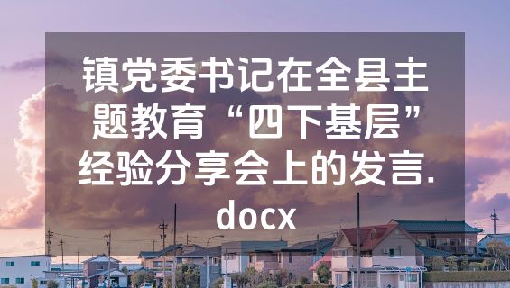 镇党委书记在全县主题教育“四下基层”经验分享会上的发言.docx