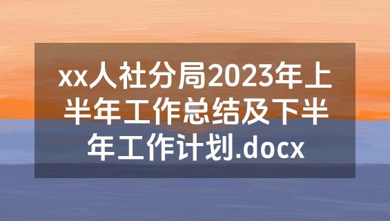 xx人社分局2023年上半年工作总结及下半年工作计划.docx