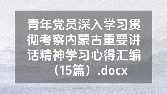 青年党员深入学习贯彻考察内蒙古重要讲话精神学习心得汇编（15篇）.docx