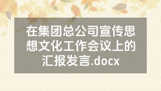 在集团总公司宣传思想文化工作会议上的汇报发言.docx