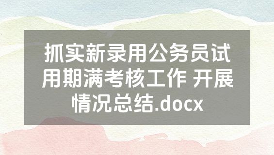 抓实新录用公务员试用期满考核工作 开展情况总结.docx