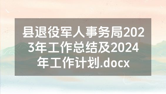 县退役军人事务局2023年工作总结及2024年工作计划.docx