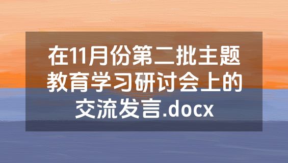 在11月份第二批主题教育学习研讨会上的交流发言.docx
