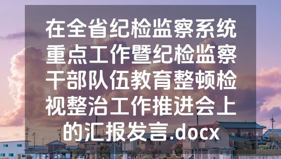 在全省纪检监察系统重点工作暨纪检监察干部队伍教育整顿检视整治工作推进会上的汇报发言.docx