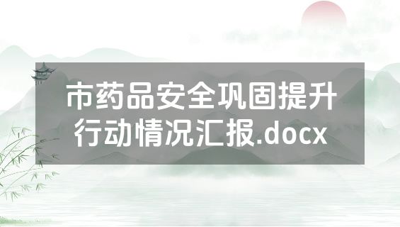 市药品安全巩固提升行动情况汇报.docx
