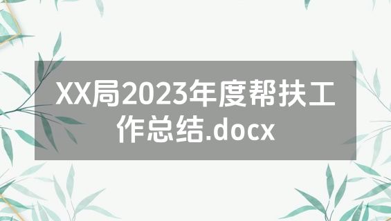 XX局2023年度帮扶工作总结.docx