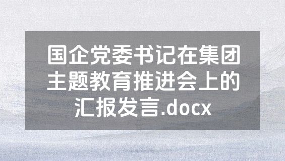 国企党委书记在集团主题教育推进会上的汇报发言.docx