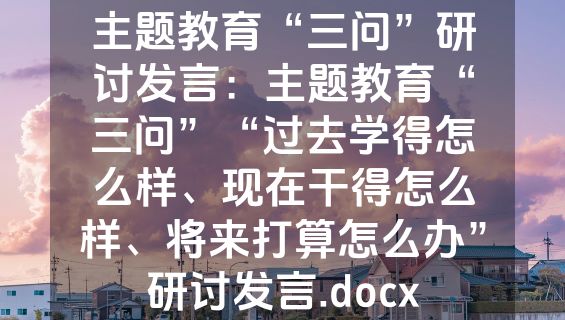 主题教育“三问”研讨发言：主题教育“三问”“过去学得怎么样、现在干得怎么样、将来打算怎么办”研讨发言.docx