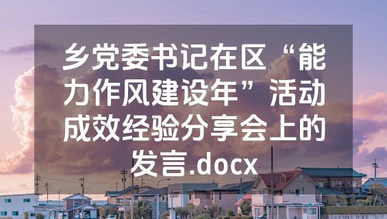 乡党委书记在区“能力作风建设年”活动成效经验分享会上的发言.docx