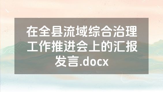 在全县流域综合治理工作推进会上的汇报发言.docx