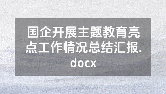 国企开展主题教育亮点工作情况总结汇报.docx