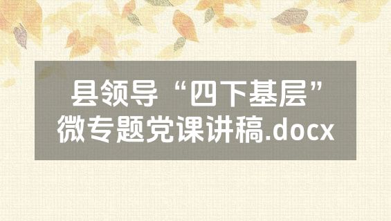 县领导“四下基层”微专题党课讲稿.docx