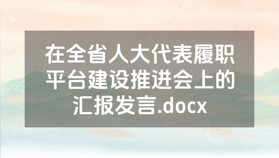 在全省人大代表履职平台建设推进会上的汇报发言.docx