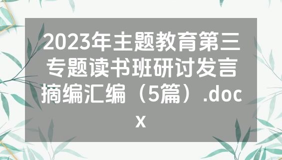2023年主题教育第三专题读书班研讨发言摘编汇编（5篇）.docx