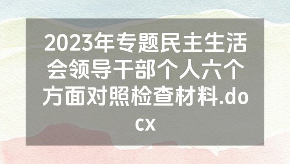 2023年专题民主生活会领导干部个人六个方面对照检查材料.docx