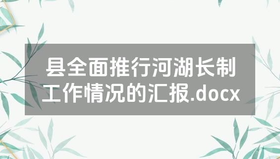 县全面推行河湖长制工作情况的汇报.docx