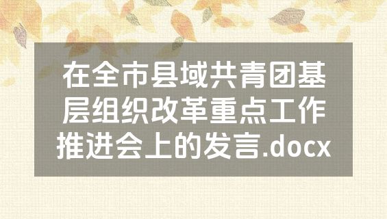 在全市县域共青团基层组织改革重点工作推进会上的发言.docx