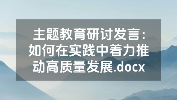 主题教育研讨发言：如何在实践中着力推动高质量发展.docx