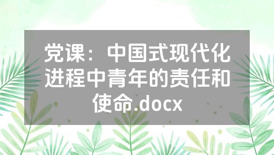 党课：中国式现代化进程中青年的责任和使命.docx