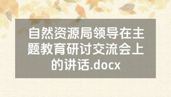 自然资源局领导在主题教育研讨交流会上的讲话.docx