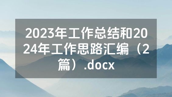 2023年工作总结和2024年工作思路汇编（2篇）.docx