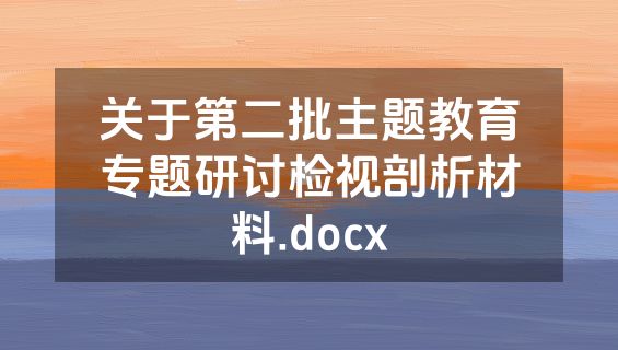 关于第二批主题教育专题研讨检视剖析材料.docx