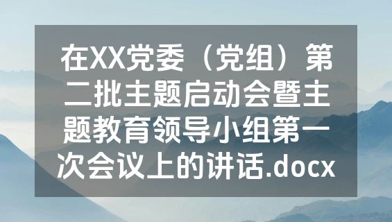 在XX党委（党组）第二批主题启动会暨主题教育领导小组第一次会议上的讲话.docx